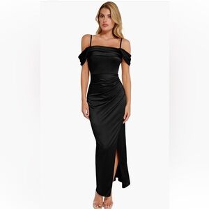 Elegant Black Off-Shoulder Evening Dress